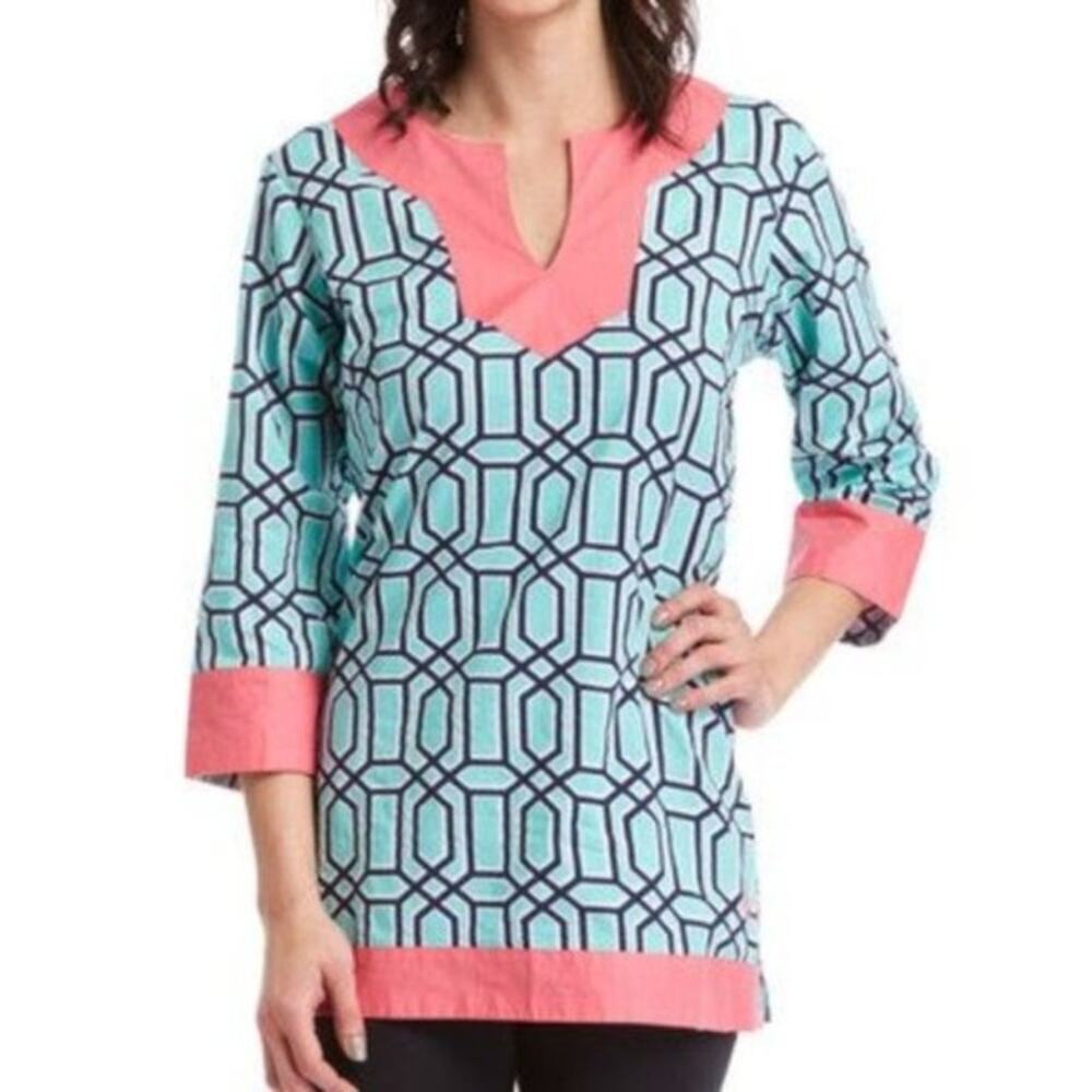 Simply Southern Women's Geometric Print Lightweight Pullover Tunic Size M Multi
